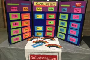 A game board displayed on a table at a community event